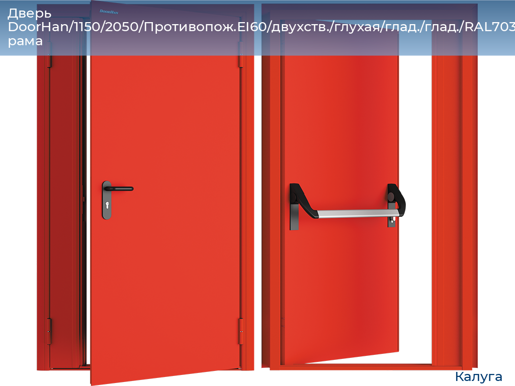 Дверь DoorHan/1150/2050/Противопож.EI60/двухств./глухая/глад./глад./RAL7035/прав./угл. рама, kaluga.doorhan.ru