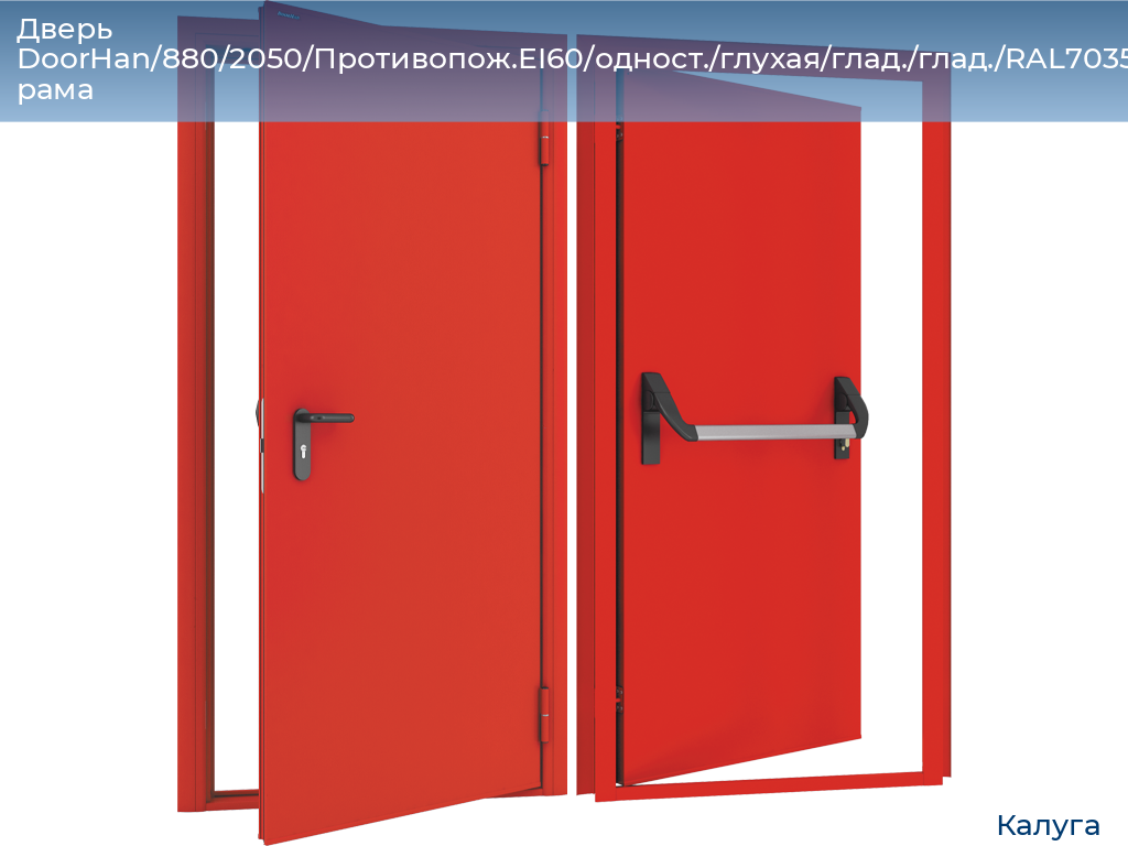 Дверь DoorHan/880/2050/Противопож.EI60/одност./глухая/глад./глад./RAL7035/лев./угл. рама, kaluga.doorhan.ru