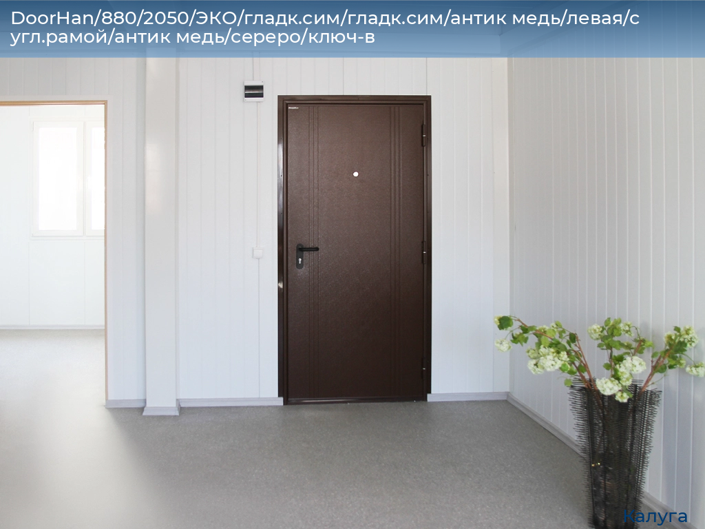 DoorHan/880/2050/ЭКО/гладк.сим/гладк.сим/антик медь/левая/с угл.рамой/антик медь/сереро/ключ-в, kaluga.doorhan.ru
